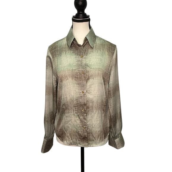 Kasper Petite 6P Blouse Abstract Dot Print Button-Up Shirt - Picture 1 of 10